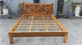 Carved teak bed frame