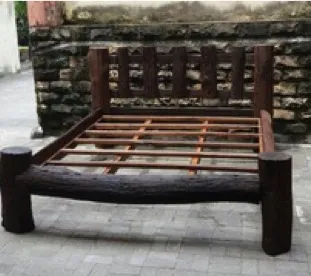 Dark teak bed, panel headboard, reference BD17-4