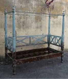Blue four-poster bed, reference 1703-037