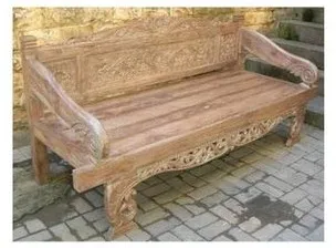Carved bench, scroll arms, reference AT 30