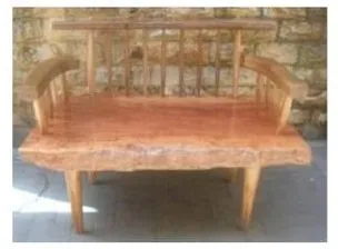 Slab bench, curved arms, reference RA 31