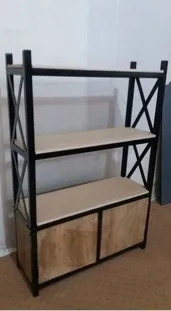 Iron and wood shelf, X-frame, reference BC200