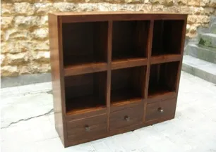 Low cube bookcase with drawers