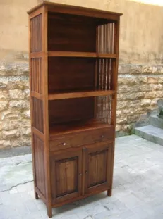 Open bookcase with cupboard base