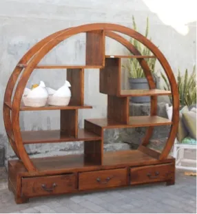 Moon-gate display cabinet