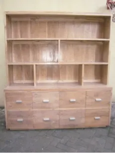 Bleached bookcase with drawers