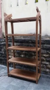 Tall open shelf with carved tops, reference BC17-18