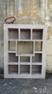 Whitewashed cube bookcase, reference BC17-19
