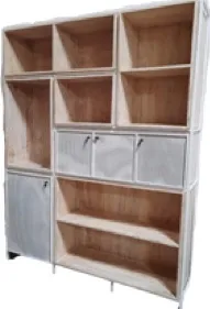 Whitewashed bookcase with cupboard, reference BC20-39BDK