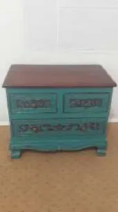 Painted turquoise chest of drawers