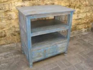 Blue-washed open sideboard