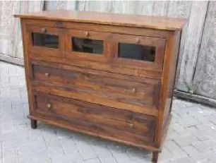 Chest with glazed top drawers