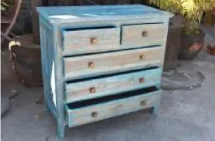 Blue-washed chest of drawers