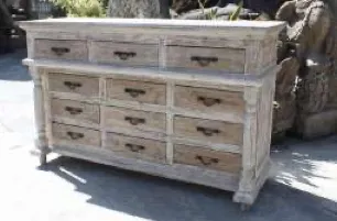 Whitewashed multi-drawer sideboard