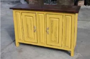 Yellow painted cupboard