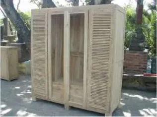 Whitewashed louvred wardrobe