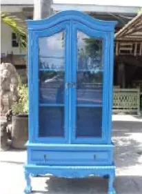 Blue painted glazed armoire