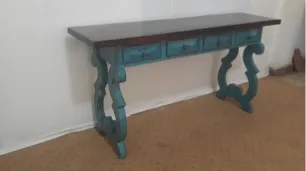Turquoise carved console