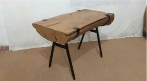 Live-edge console on iron legs, reference AP16