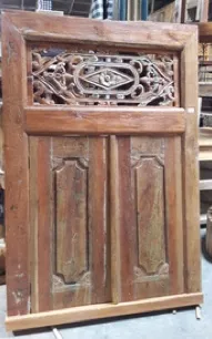Carved door, fretwork transom, reference DO18-13