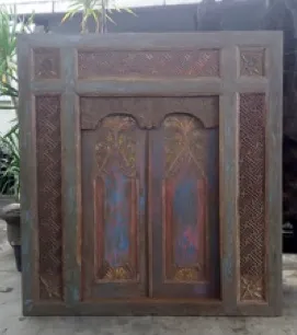 Carved double door, painted panels, reference DO18-16