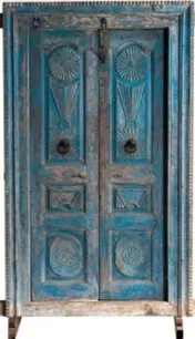 Blue-washed antique door, reference DO106