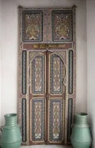 Carved painted double door, reference DO108