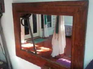 Landscape teak mirror