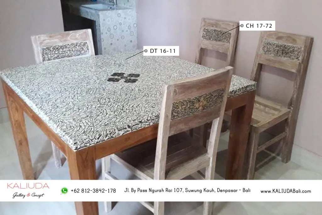 Set resin dining table with 4 chairs for Project Private Residence in Pemogan, Bali by Kaliuda Gallery, Indoor Outdoor supplier furniture and Balinese home decor