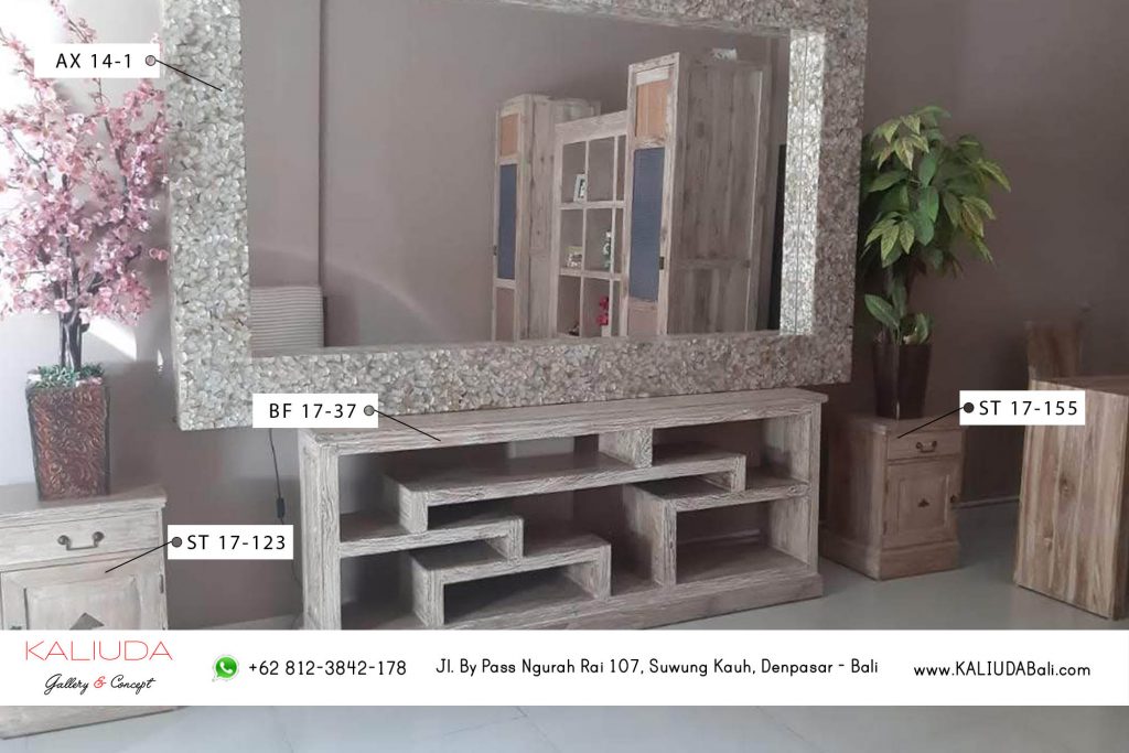 Buffet, mirror, and 2 side tables for Project Private Residence in Pemogan, Bali by Kaliuda Gallery, Indoor Outdoor supplier furniture and Balinese home decor