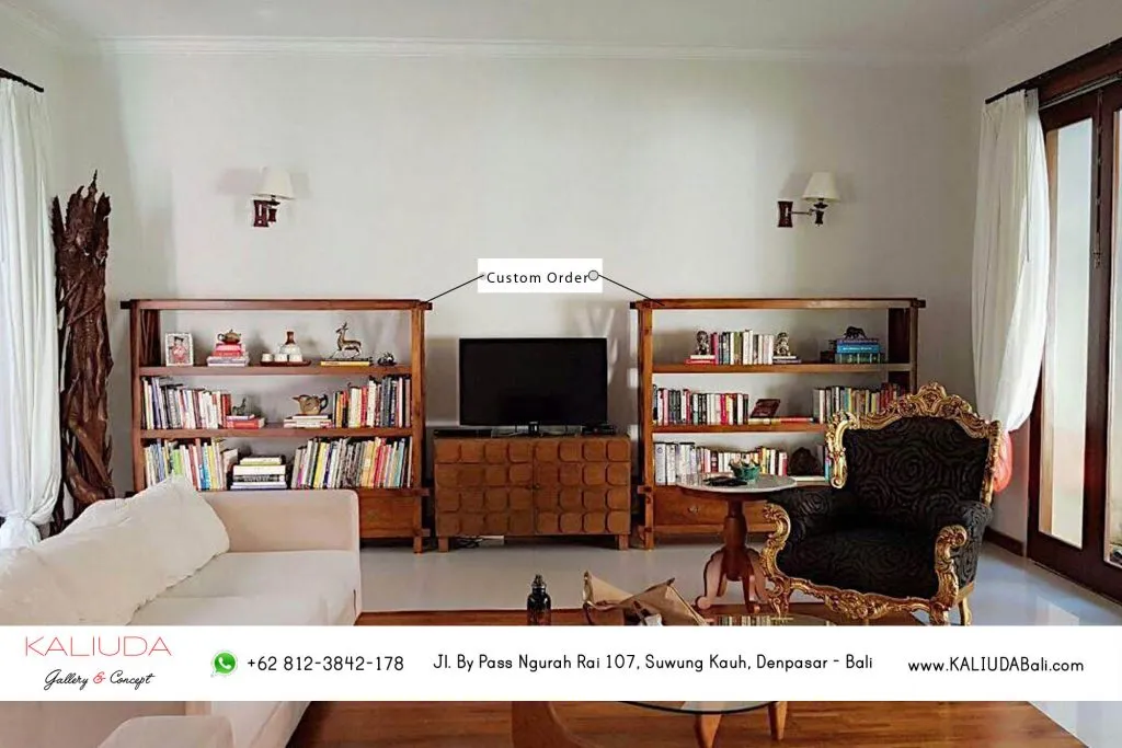 2 Bookshelves custom made by order for Project Private Residence in Sanur, Bali by Kaliuda Gallery, Indoor Outdoor supplier furniture and Balinese home decor