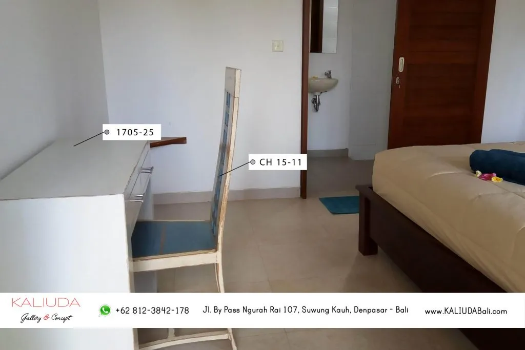 Console table with chair for bedroom at Project Guest House in Uluwatu, Bali by Kaliuda Gallery, Indoor Outdoor supplier furniture and Balinese home decor