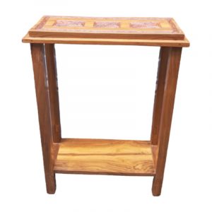CO 19-48c Teak wood Sumba Carved side table from hand woven fabric ikat at Kaliuda Gallery, the best furniture and home decor supplier and manufacturer who sell mebel in Denpasar, Bali, Indonesia