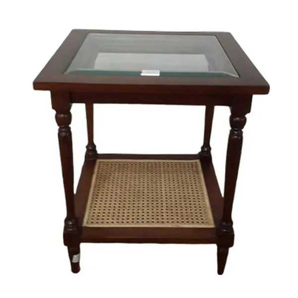 Rattan combination Side Table with Glass on top (Pre-Order Solid Teak Wood Furniture Kaliuda Gallery Bali) copy