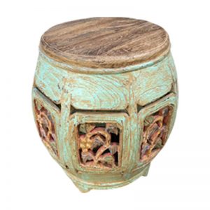 SO 20-57 DK Teak Round Carving Stool Kaliuda Gallery - Supplier custom teak wood furniture & art online bali
