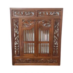 B 138 (CB) - natural mirrored windows with carved frames (jendela cermin ukir) Kaliuda Gallery Bali ship worldwide custom teak wood furniture
