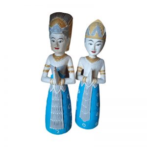 LM 61 Loro Blonyo blue, home decor Javanese couple statue at Kaliuda Gallery Bali