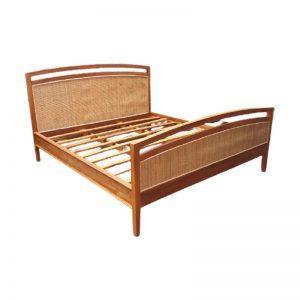 NP 1 - Teak & Rattan wicker bed Kaliuda Gallery Bali ship worldwide custom teak wood furniture