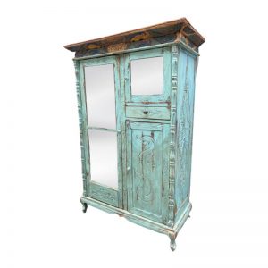 CA 21-155 DK (123x53x181cm) Blue Teak Wood Dragon Carving Cabinet - Kaliuda Gallery Bali, antique furniture shop