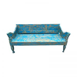 SF 21-70 (180x80x 84.5cm) Teak wood sofa blue, buy this at the best furniture store in Bali, Kaliuda Gallery