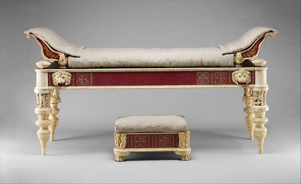 Couch and footstool with bone carvings and glass inlays 1st-2nd century A.D - The History of Furniture Ancient Rome - Kaliuda Gallery Bali