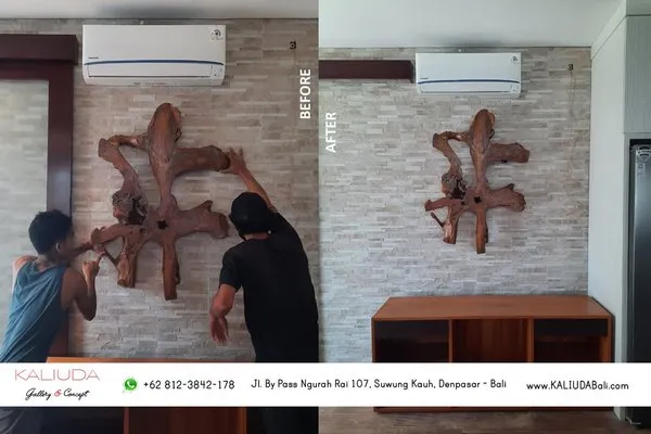 Teak Root Wood Art Decoration for Private Villa in Jimbaran by Kaliuda Gallery Bali