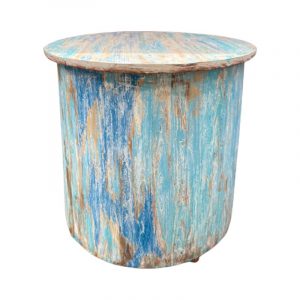 DT 21-81 DK (80x80cm) Tube Blue Shabby Wooden Dining Table - Kaliuda Gallery, Bali furniture stores