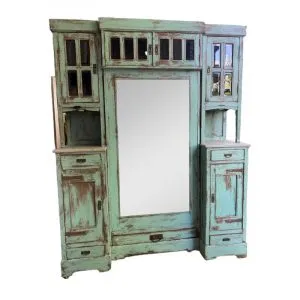 CA 21-165 DK Blue Teak Cabinet with Mirror - Kaliuda Gallery, Furniture Denpasar