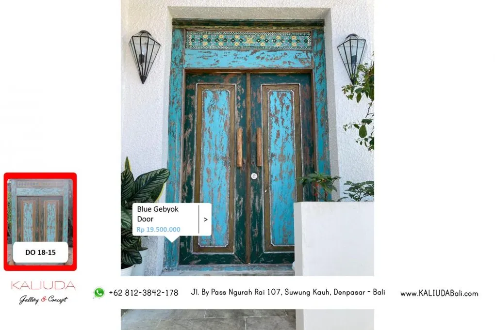 201109 - Blue Gebyok Door - Private Residence, Jimbaran by Kaliuda Gallery Bali