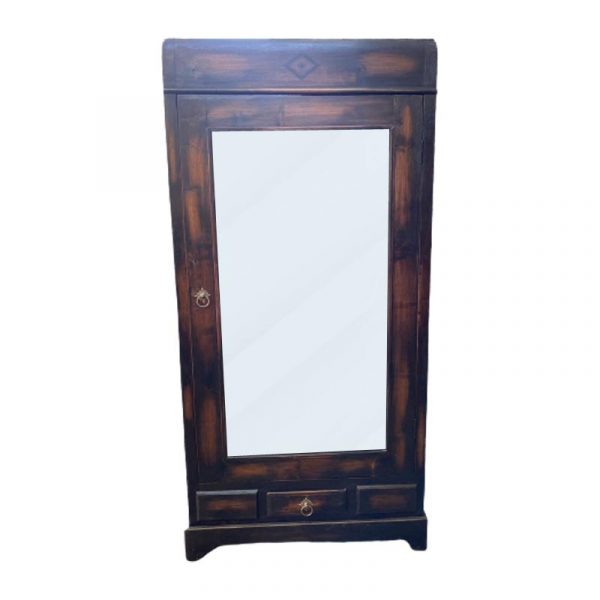 CA 21-161 DK Antique Dark Brown Teak Mirror Door Cabinet - Kaliuda Gallery, Furniture from Bali