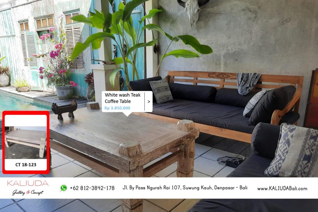 210831 - White Wash Teak Coffee Table - Private Residence at Sanur-Bali by Kaliuda Gallery Bali