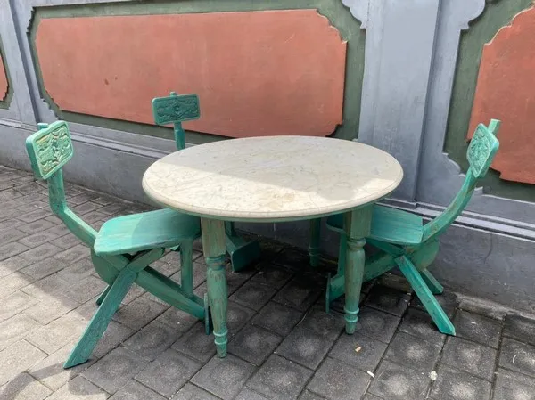 Antique Dining Set with Marble on top by Kaliuda Gallery Bali