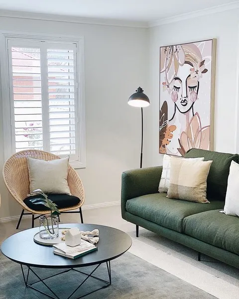 Pop of green in a living room - 2022 Interior Design Trend by Kaliuda Gallery Bali