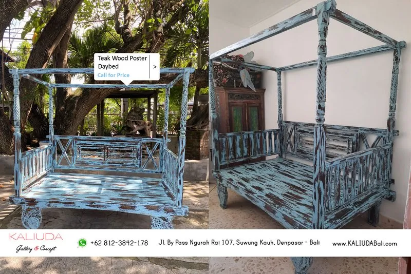 220106 - Teak Wood Poster Daybed at Private Residence in Renon, Denpasar - Bali